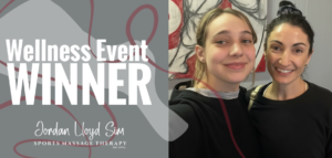 WELLNESS EVENT WINNER ALLA BOGUSLAVSKY WITH JORDAN LLOYD SIM SPORTS MASSAGE THERAPY