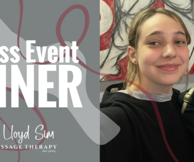 WELLNESS EVENT WINNER ALLA BOGUSLAVSKY WITH JORDAN LLOYD SIM SPORTS MASSAGE THERAPY